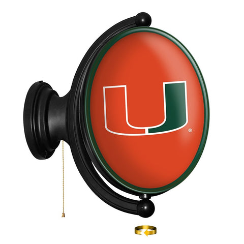 Miami Hurricanes: Original Oval Rotating Lighted Wall Sign - The Fan-Brand