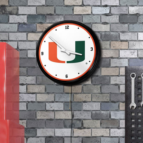 Miami Hurricanes: Retro Lighted Wall Clock - The Fan-Brand