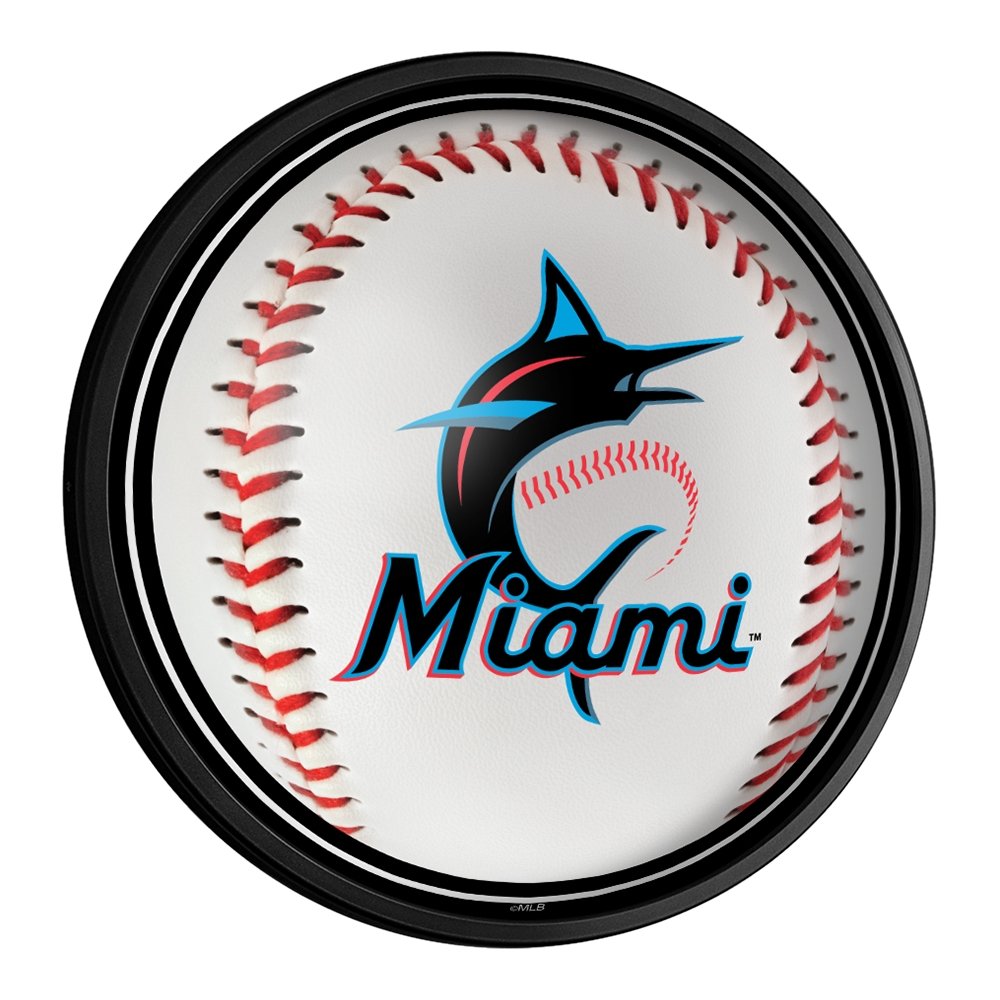 Miami Marlins: Baseball - Round Slimline Lighted Wall Sign - The Fan-Brand