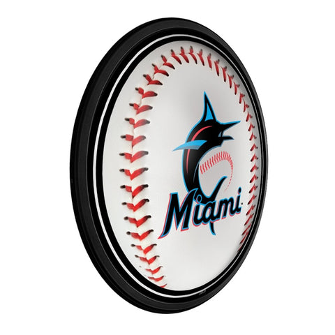 Miami Marlins: Baseball - Round Slimline Lighted Wall Sign - The Fan-Brand