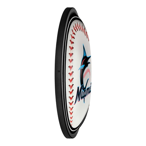 Miami Marlins: Baseball - Round Slimline Lighted Wall Sign - The Fan-Brand