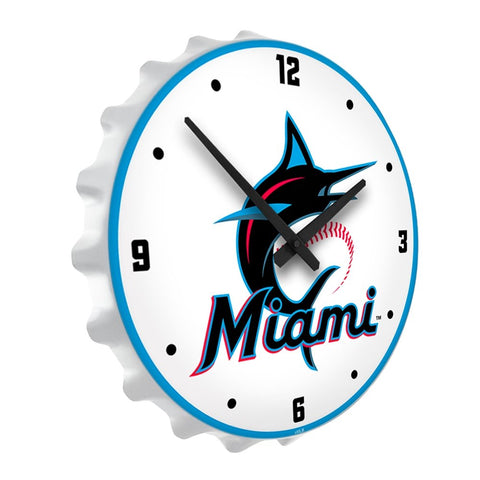 Miami Marlins: Logo - Bottle Cap Lighted Wall Clock - The Fan-Brand