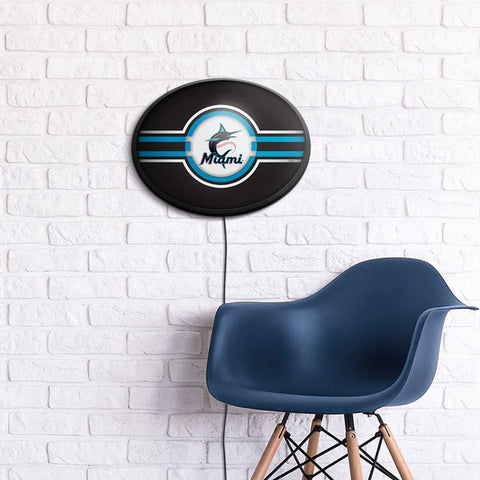 Miami Marlins: Oval Slimline Lighted Wall Sign - The Fan-Brand