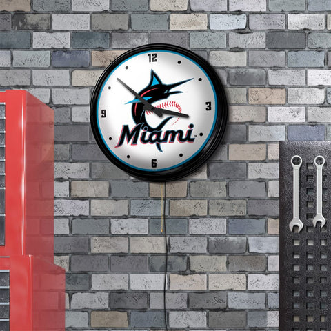 Miami Marlins: Retro Lighted Wall Clock - The Fan-Brand