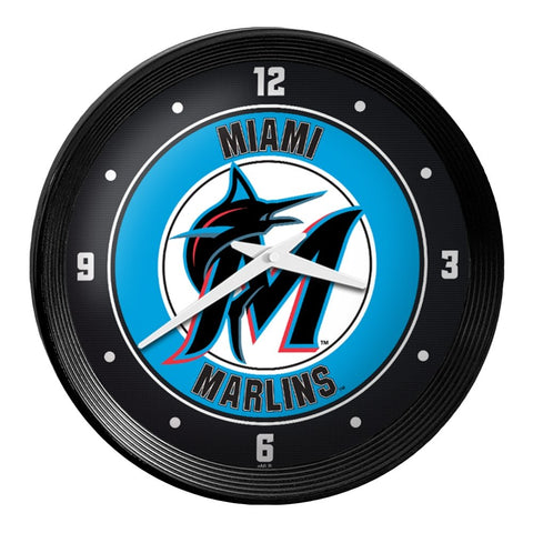 Miami Marlins: Ribbed Frame Wall Clock - The Fan-Brand