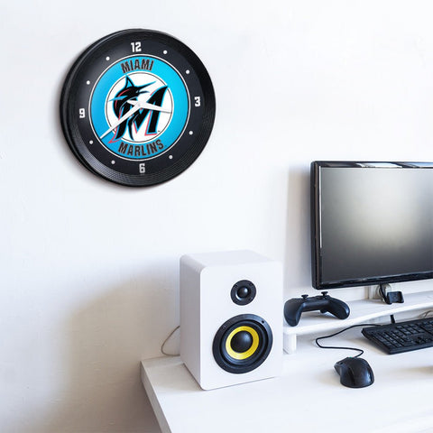 Miami Marlins: Ribbed Frame Wall Clock - The Fan-Brand