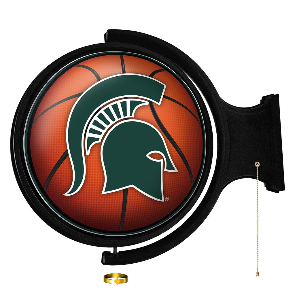 Michigan State Spartans: Basketball - Original Round Rotating Lighted Wall Sign - The Fan-Brand