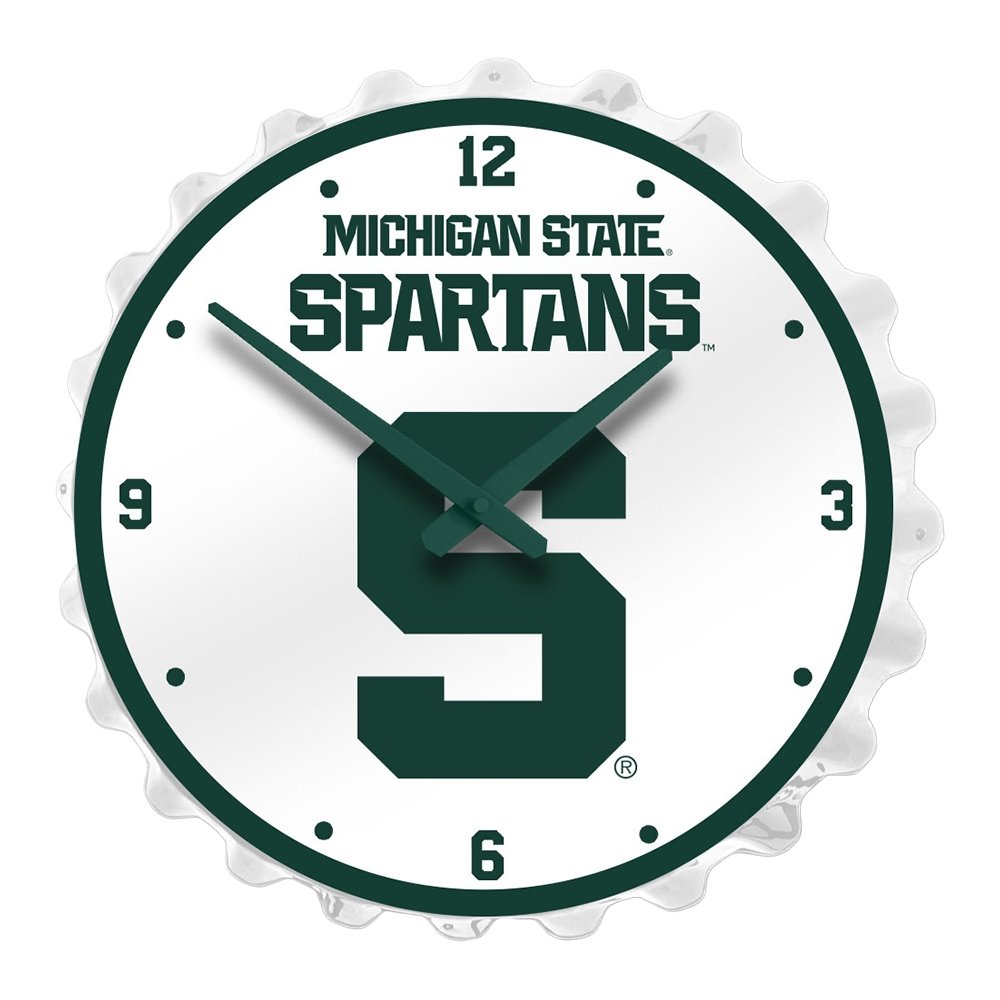 Michigan State Spartans: Bottle Cap Lighted Wall Clock - The Fan-Brand