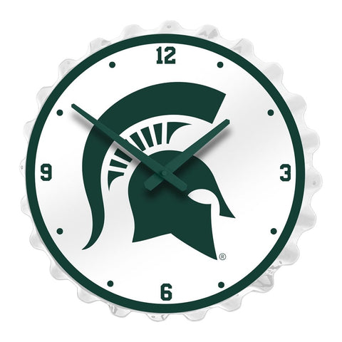Michigan State Spartans: Helm - Bottle Cap Lighted Wall Clock - The Fan-Brand