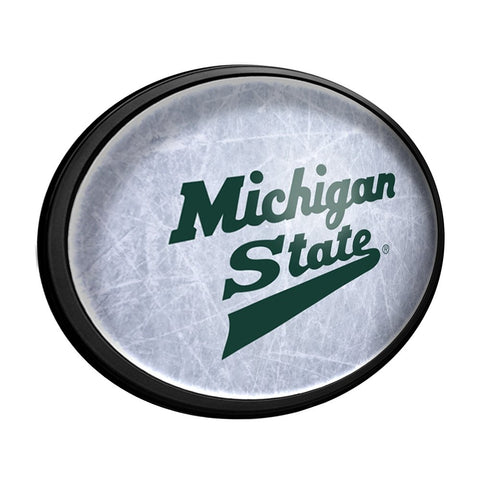 Michigan State Spartans: Hockey - Oval Slimline Lighted Wall Sign - The Fan-Brand