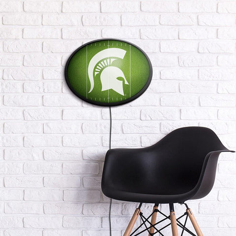 Michigan State Spartans: On the 50 - Oval Slimline Lighted Wall Sign - The Fan-Brand