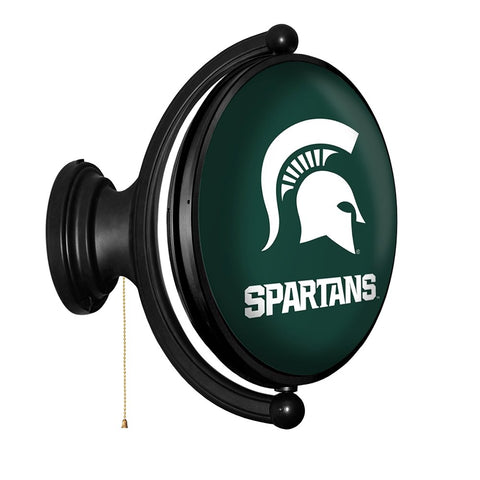 Michigan State Spartans: Original Oval Rotating Lighted Wall Sign - The Fan-Brand