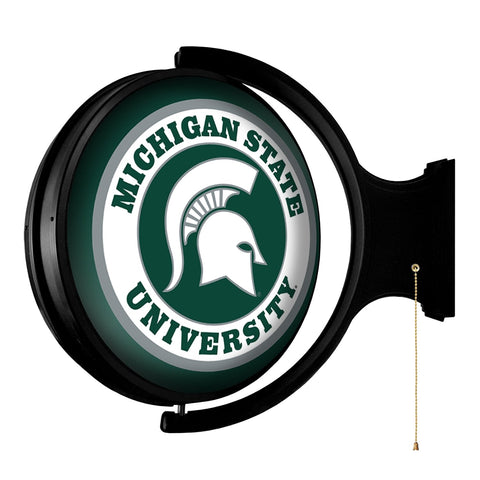 Michigan State Spartans: Original Round Rotating Lighted Wall Sign - The Fan-Brand
