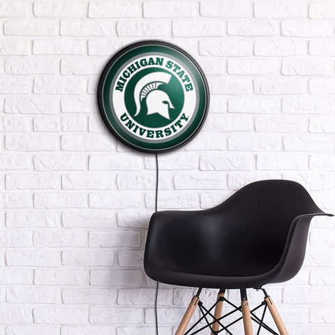 Michigan State Spartans: Round Slimline Lighted Wall Sign - The Fan-Brand