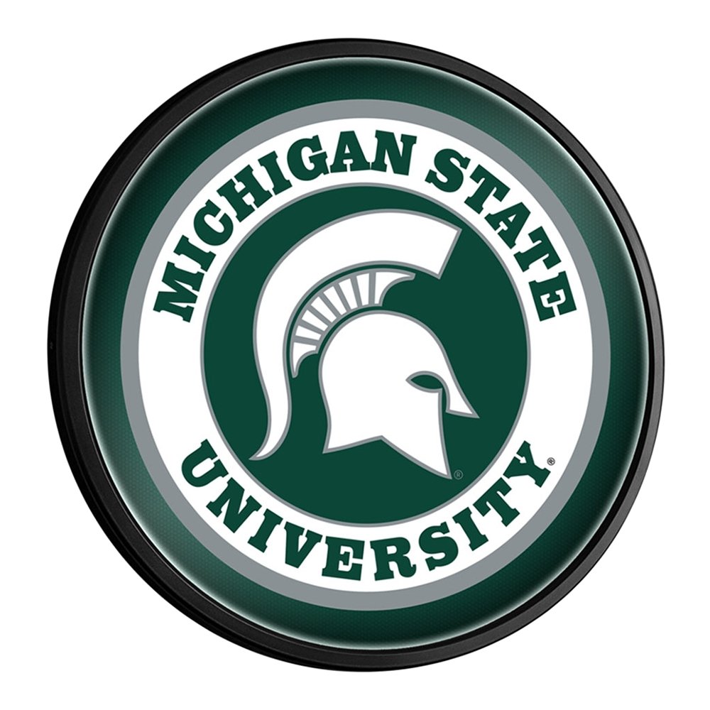 Michigan State Spartans: Round Slimline Lighted Wall Sign - The Fan-Brand
