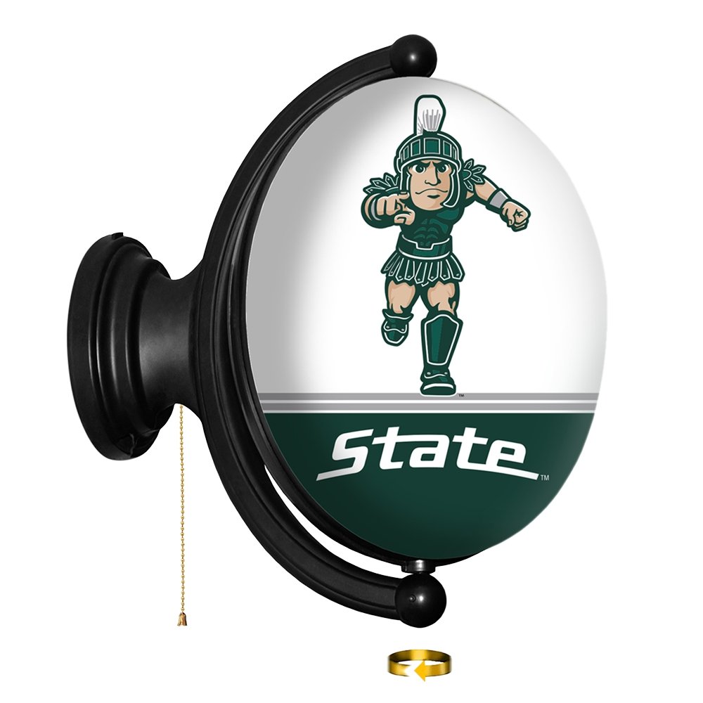 Michigan State Spartans: Sparty - Original Oval Rotating Lighted Wall Sign - The Fan-Brand