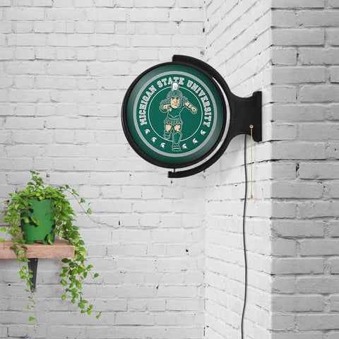Michigan State Spartans: Sparty - Original Round Rotating Lighted Wall Sign - The Fan-Brand