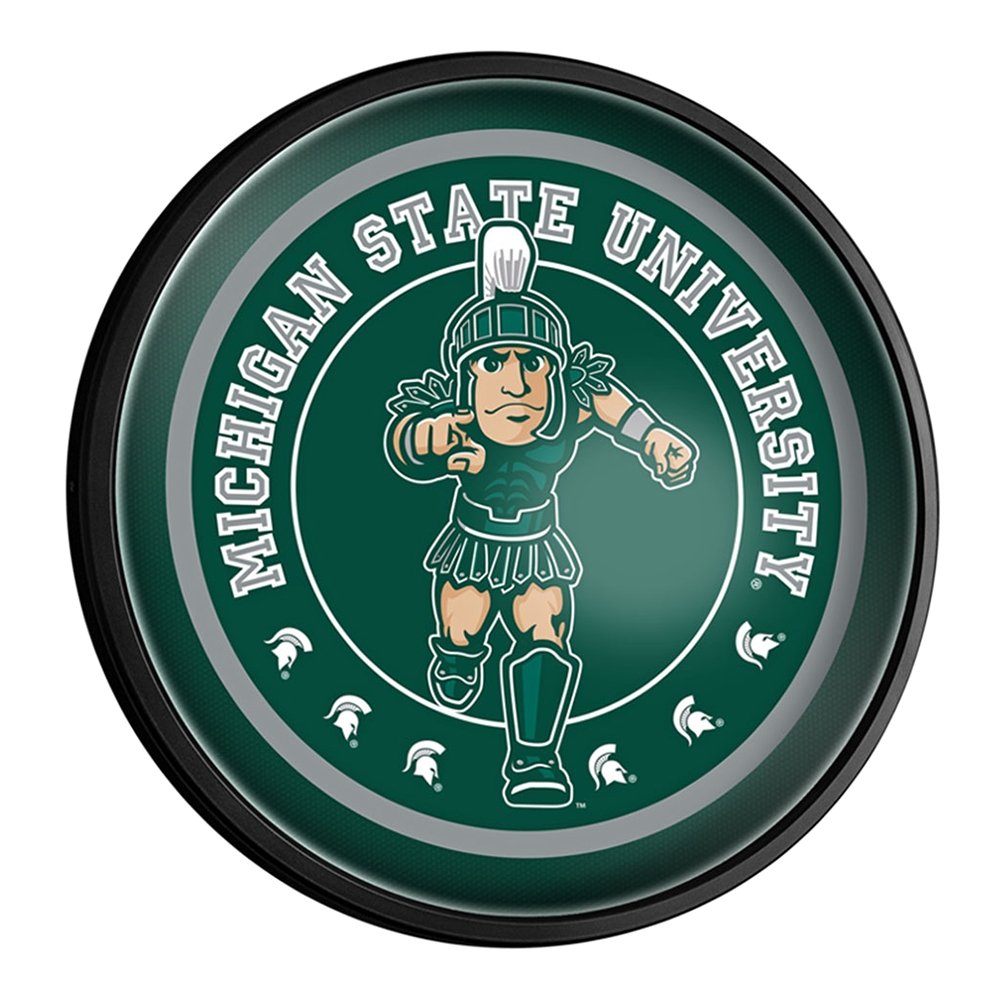 Michigan State Spartans: Sparty - Round Slimline Lighted Wall Sign - The Fan-Brand