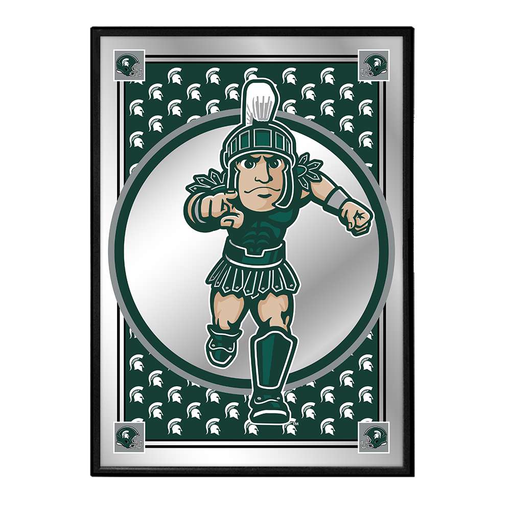 Michigan State Spartans: Team Spirit, Sparty - Framed Mirrored Wall Sign - The Fan-Brand