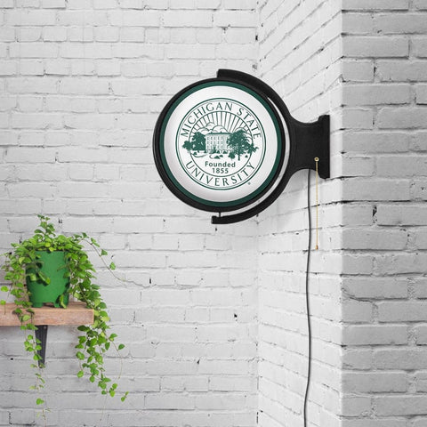 Michigan State Spartans: University Seal - Original Round Rotating Lighted Wall Sign - The Fan-Brand