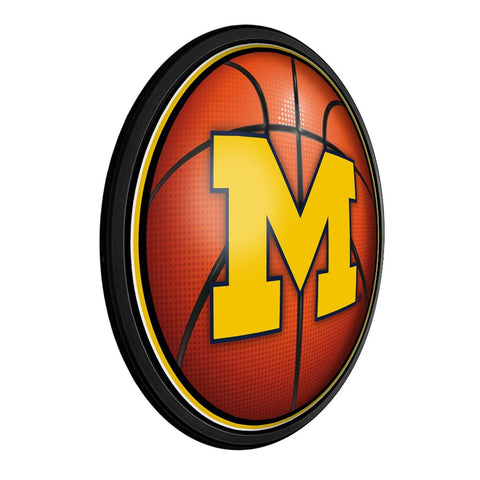 Michigan Wolverines: Basketball - Round Slimline Lighted Wall Sign - The Fan-Brand