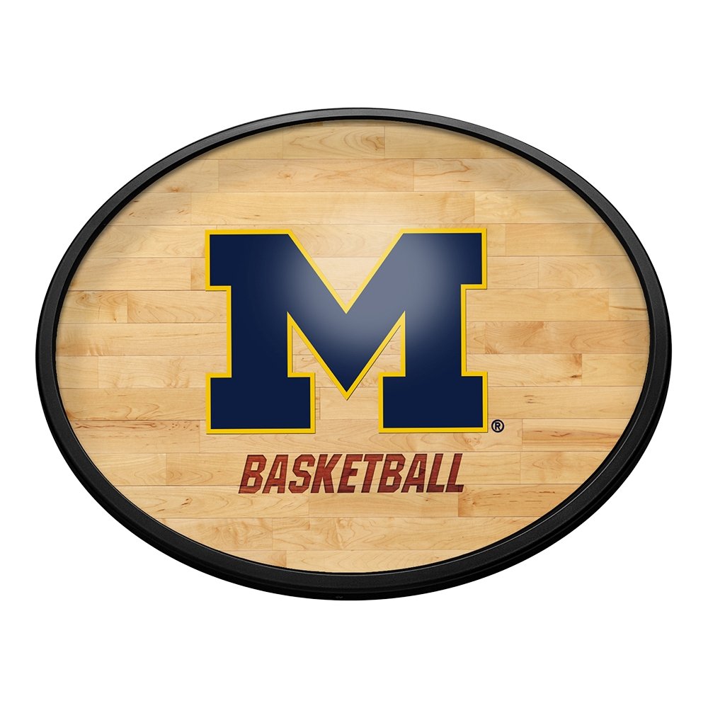 Michigan Wolverines: Hardwood - Oval Slimline Lighted Wall Sign - The Fan-Brand