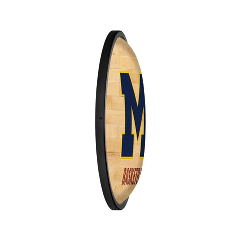 Michigan Wolverines: Hardwood - Oval Slimline Lighted Wall Sign - The Fan-Brand