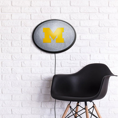 Michigan Wolverines: Ice Rink - Oval Slimline Lighted Wall Sign - The Fan-Brand