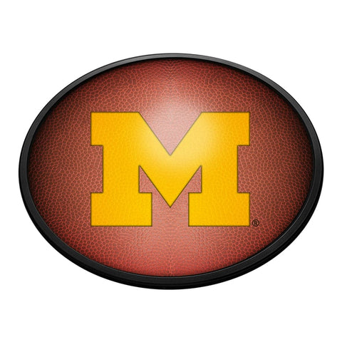 Michigan Wolverines: Pigskin - Oval Slimline Lighted Wall Sign - The Fan-Brand