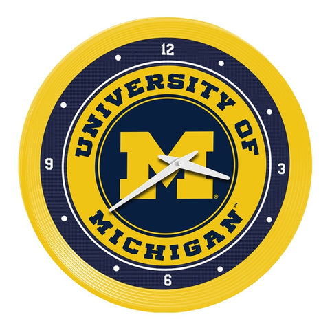 Michigan Wolverines: Ribbed Frame Wall Clock - The Fan-Brand