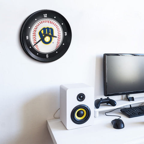 Milwaukee Brewers: Baseball - Ribbed Frame Wall Clock - The Fan-Brand