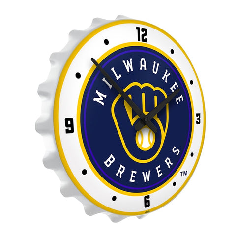 Milwaukee Brewers: Bottle Cap Lighted Wall Clock - The Fan-Brand