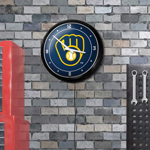 Milwaukee Brewers: Logo - Retro Lighted Wall Clock - The Fan-Brand