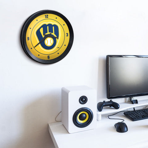 Milwaukee Brewers: Logo - Ribbed Frame Wall Clock - The Fan-Brand