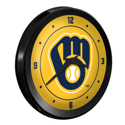 Milwaukee Brewers: Logo - Ribbed Frame Wall Clock - The Fan-Brand