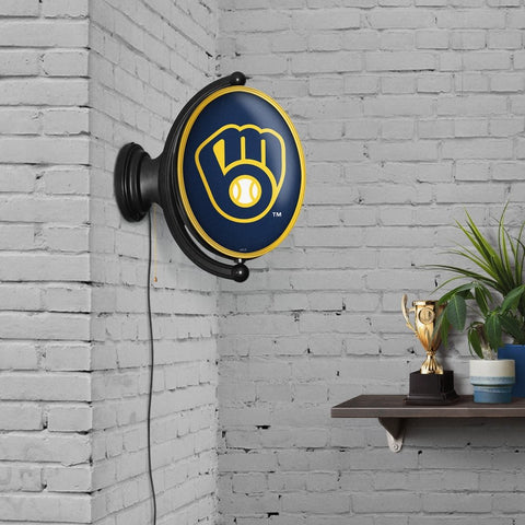 Milwaukee Brewers: Original Oval Rotating Lighted Wall Sign - The Fan-Brand