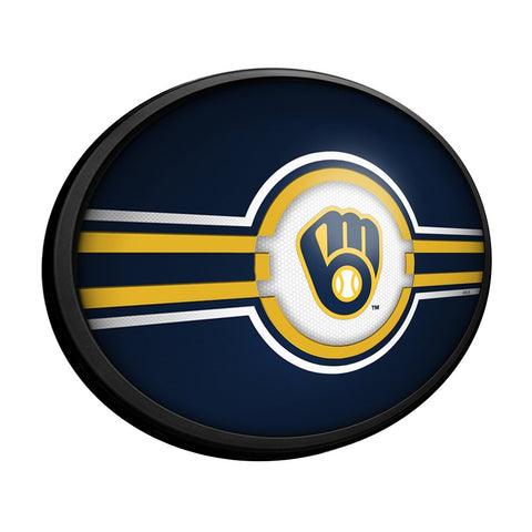 Milwaukee Brewers: Oval Slimline Lighted Wall Sign - The Fan-Brand
