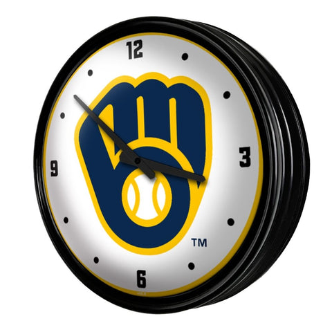 Milwaukee Brewers: Retro Lighted Wall Clock - The Fan-Brand