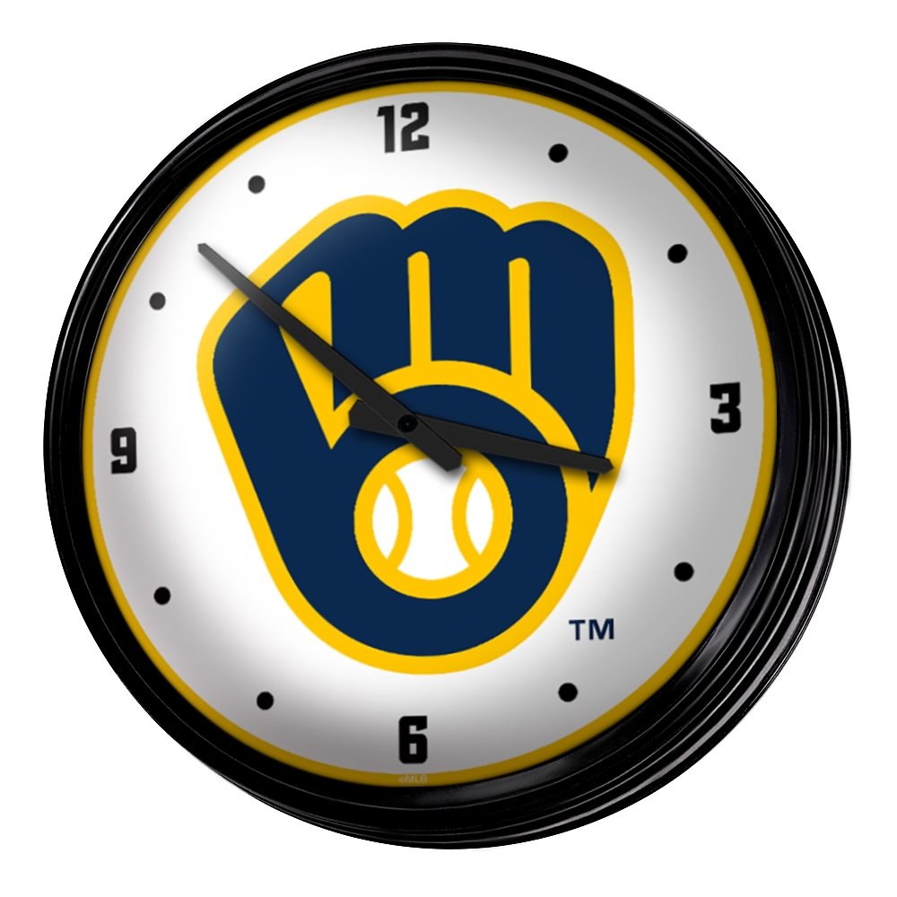 Milwaukee Brewers: Retro Lighted Wall Clock - The Fan-Brand