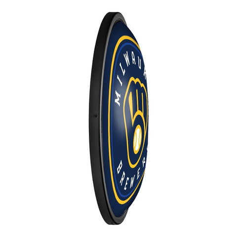Milwaukee Brewers: Round Slimline Lighted Wall Sign - The Fan-Brand
