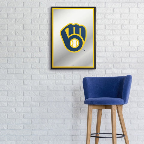 Milwaukee Brewers: Vertical Framed Mirrored Wall Sign - The Fan-Brand
