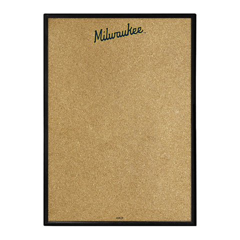 Milwaukee Brewers: Wordmark - Framed Corkboard - The Fan-Brand