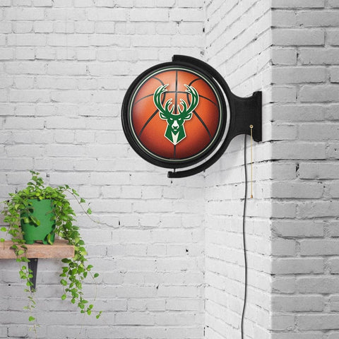 Milwaukee Bucks: Basketball - Original Round Rotating Lighted Wall Sign - The Fan-Brand
