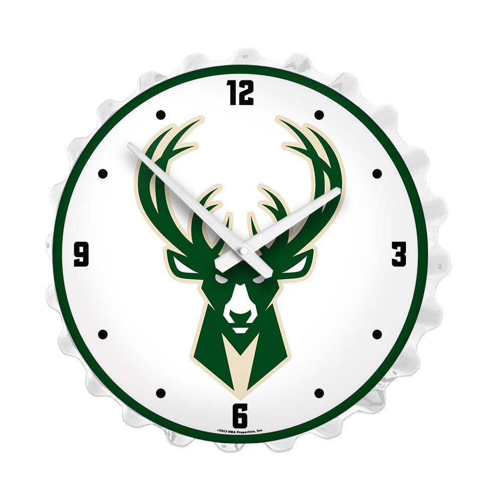 Milwaukee Bucks: Bottle Cap Lighted Wall Clock - The Fan-Brand