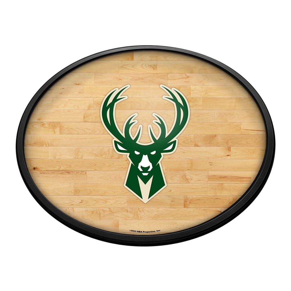 Milwaukee Bucks: Hardwood - Oval Slimline Lighted Wall Sign - The Fan-Brand