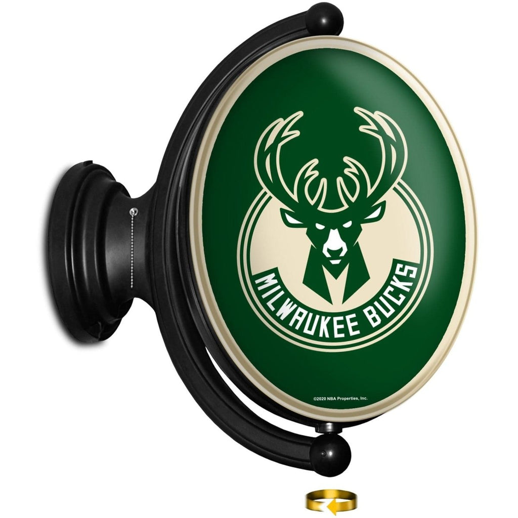 Milwaukee Bucks: Original Oval Rotating Lighted Wall Sign - The Fan-Brand