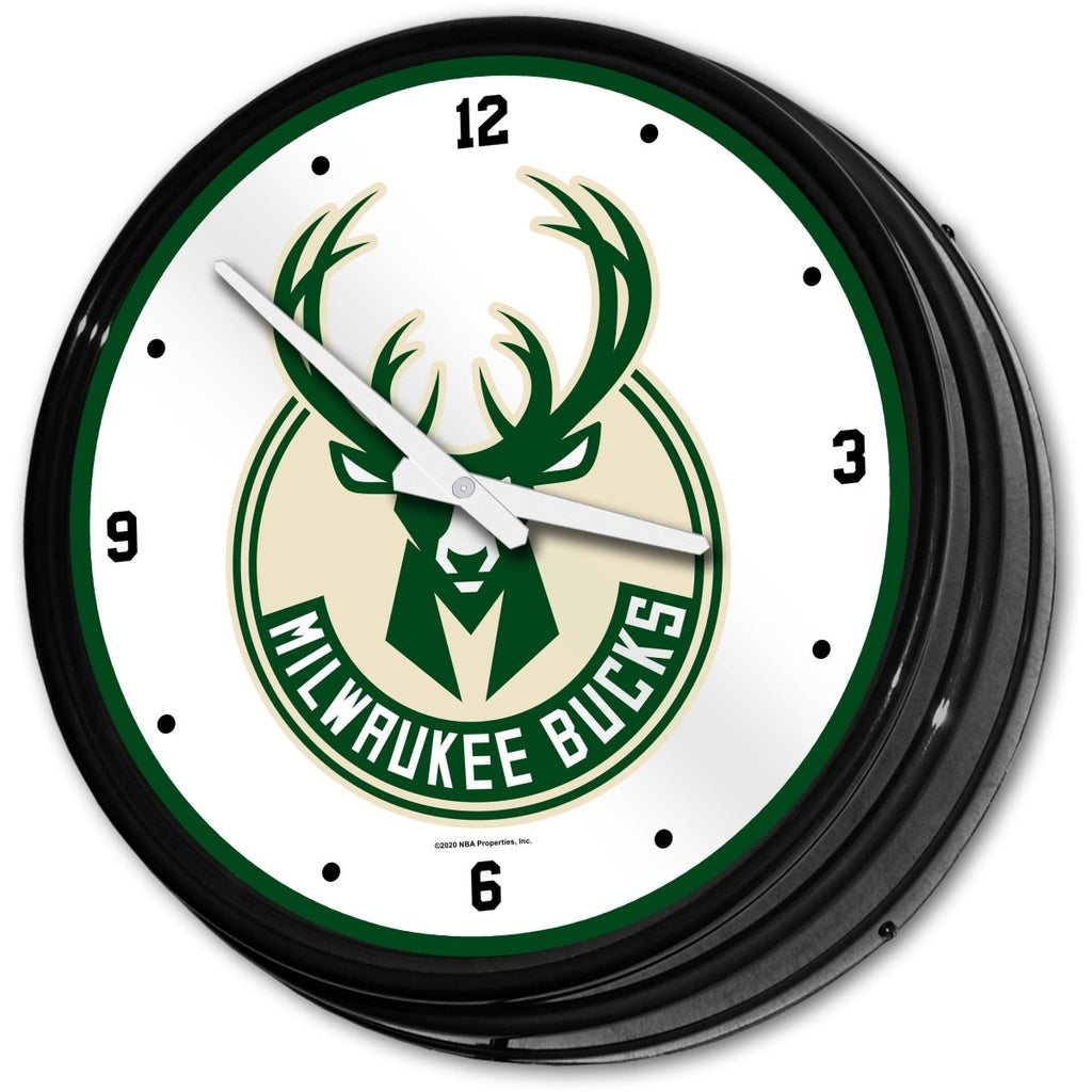 Milwaukee Bucks: Retro Lighted Wall Clock - The Fan-Brand