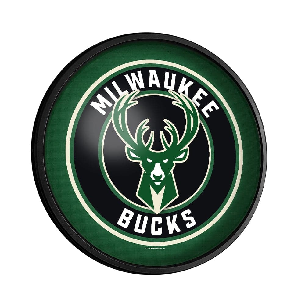 Milwaukee Bucks: Round Slimline Lighted Wall Sign - The Fan-Brand