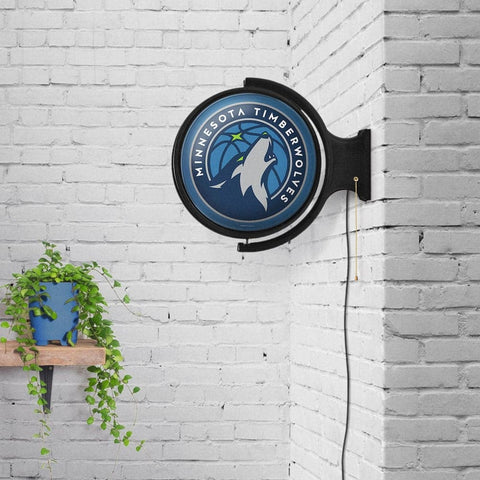 Minnesota Timberwolves: Original Round Rotating Lighted Wall Sign - The Fan-Brand