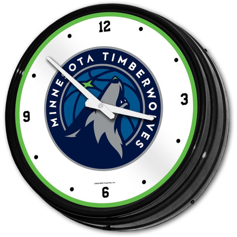 Minnesota Timberwolves: Retro Lighted Wall Clock - The Fan-Brand